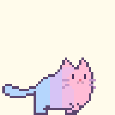 わたあめ猫が走るピクセルアニメーション