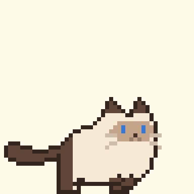 シャム猫が走るピクセルアニメーション