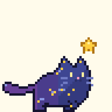 星明かり猫が走るピクセルアニメーション